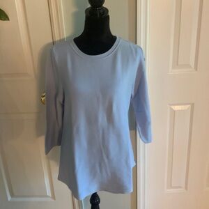 Talbots Blue Button Sleeve Detail 3/4 Sleeve Sweater- Size L